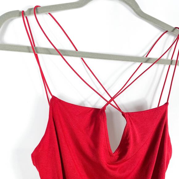 Ser.O.Ya Echo Bodysuit Red Crisscross Strap Open Back Sleeveless Sz M - Picture 6 of 11